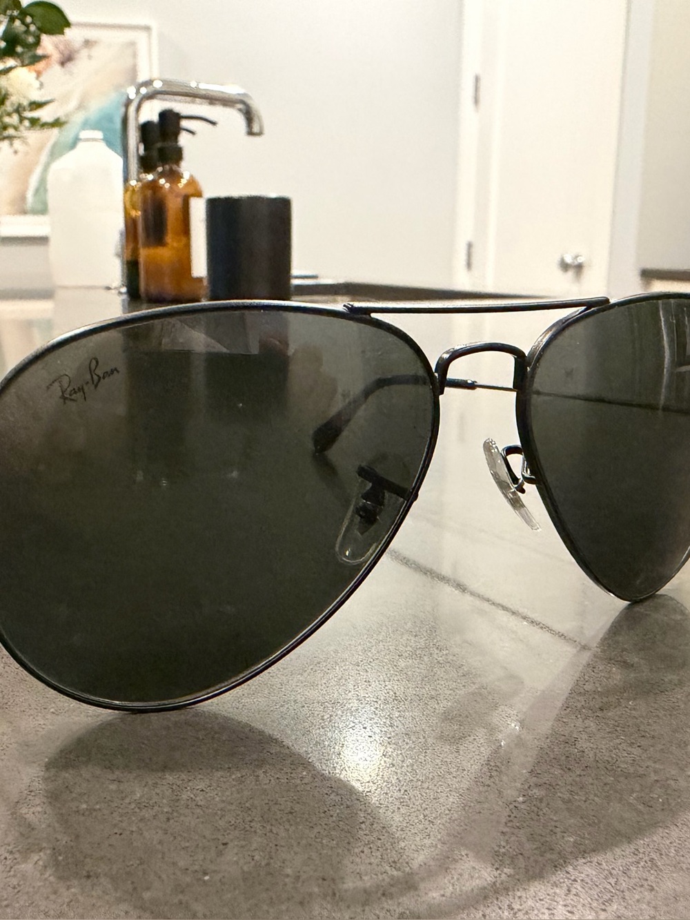 Ray-Ban Polarized Aviator Sunglasses in Black with Black Lenses
